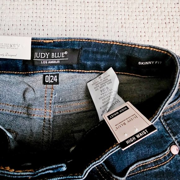 Judy Blue High Rise Dark Wash Button Fly Skinny Jeans Size 0(24) - Picture 13 of 17